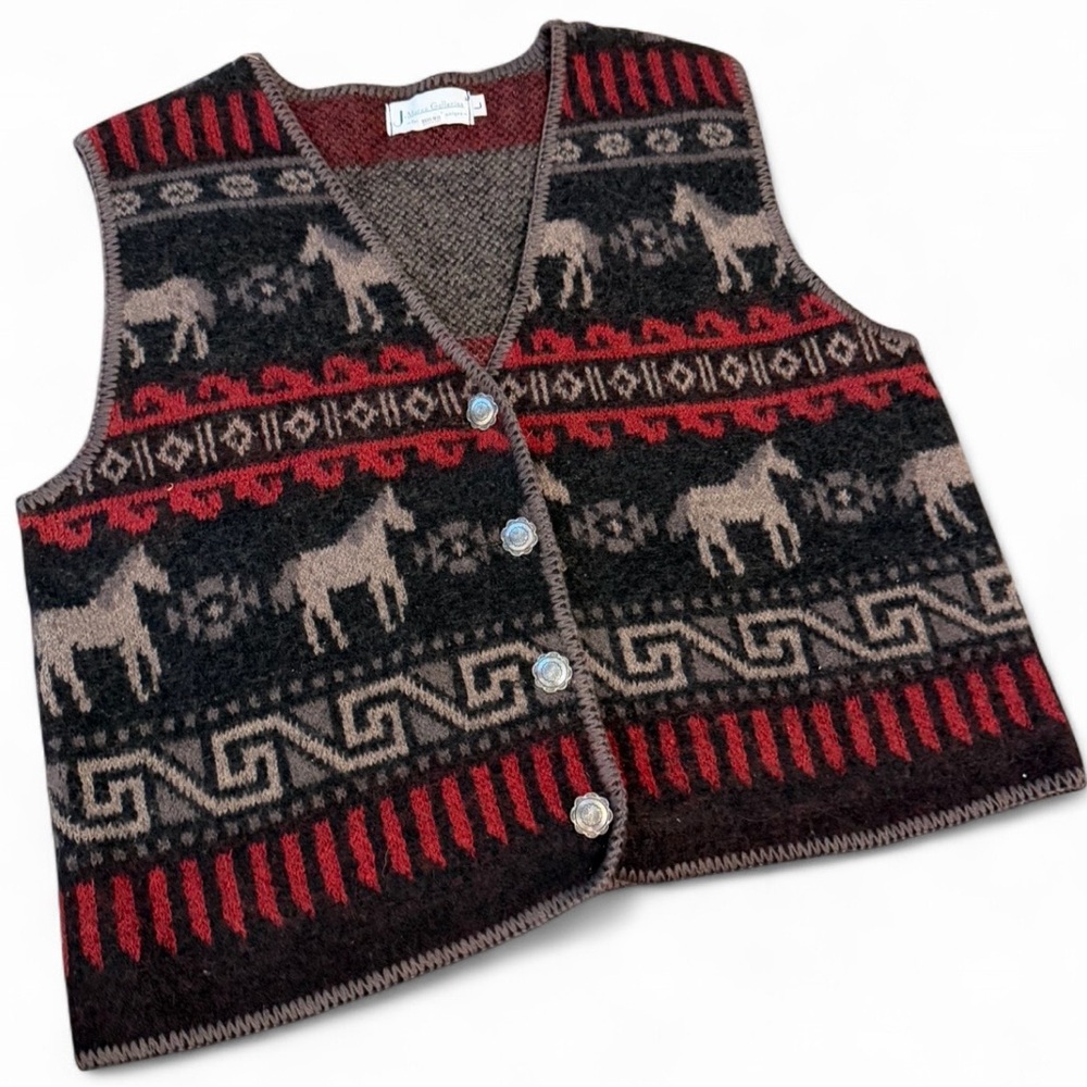 Vintage Wool Horse Pattern Vest